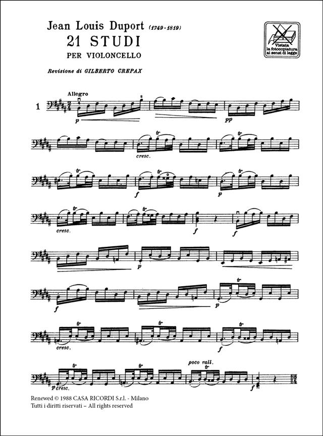 21 Studi - pro violoncello